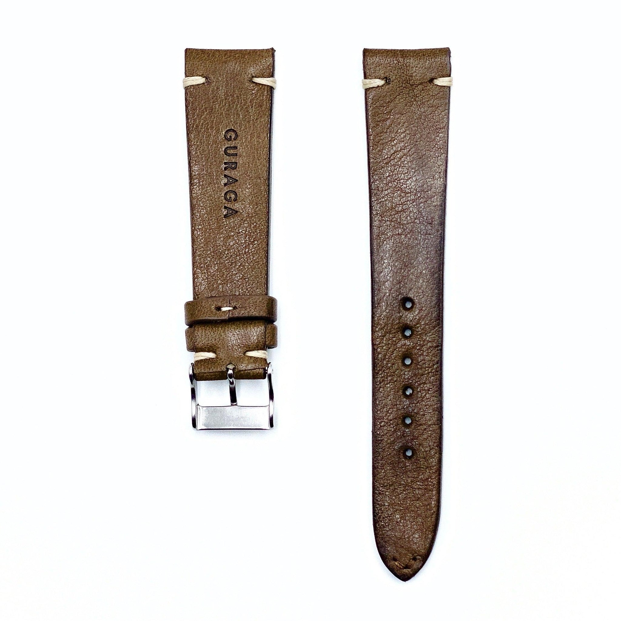 Smoked Grey Leather Vintage Watch Strap - Guraga
