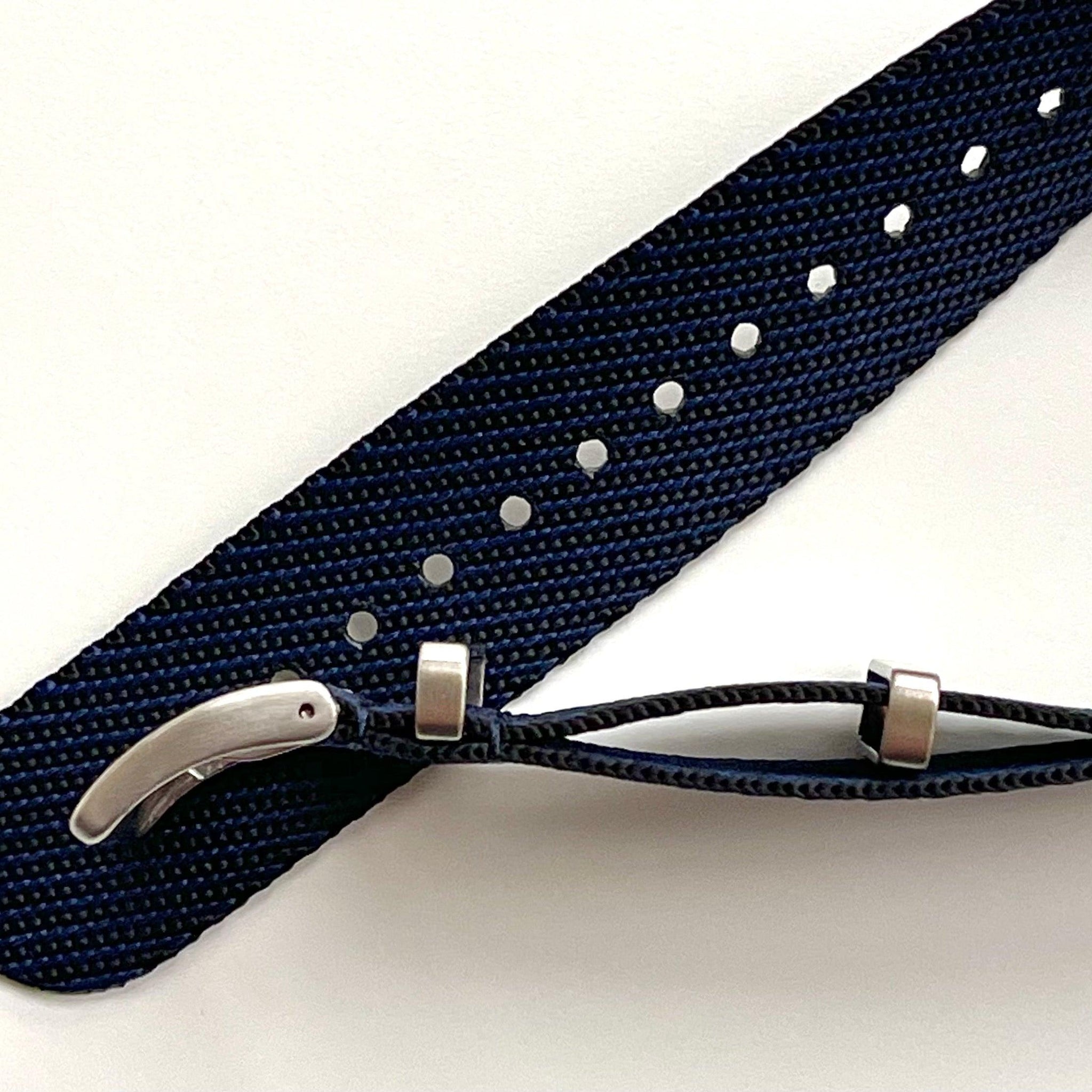 Black & Blue Double Weave Watch Strap - Guraga
