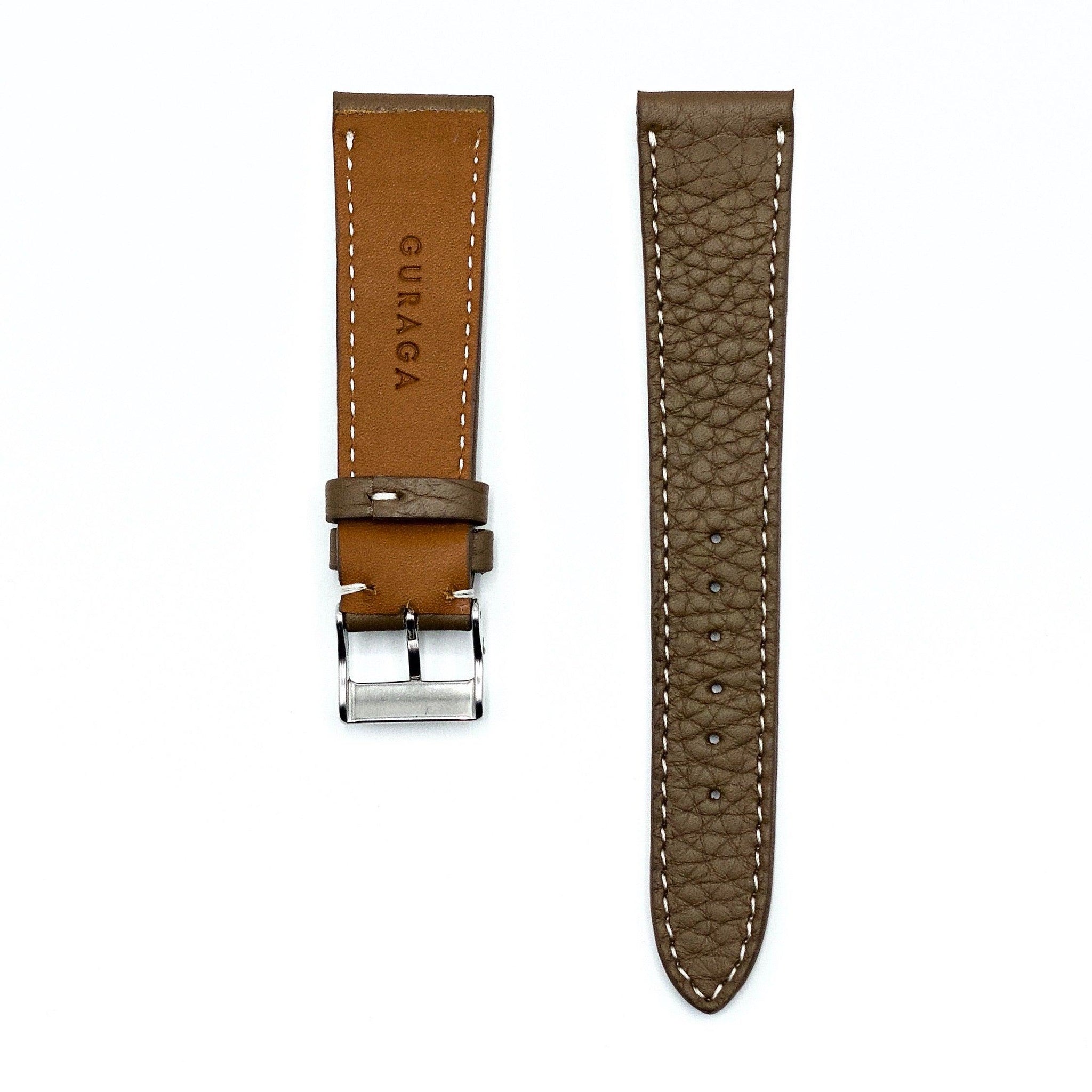 Textured Taupe Calfskin Watch Strap - Guraga