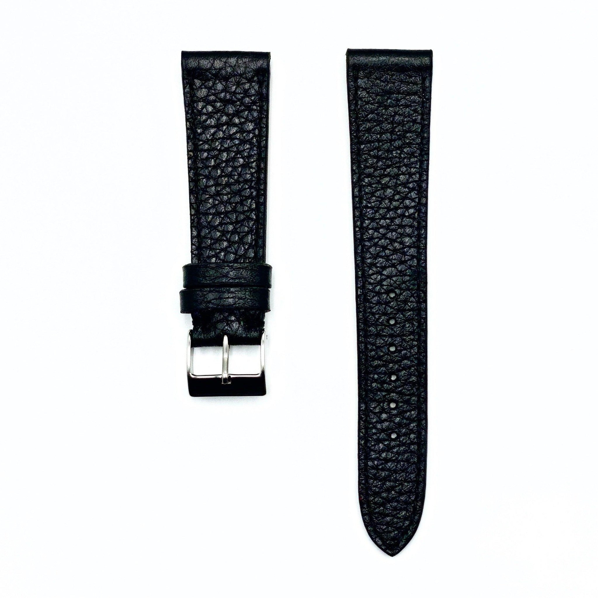 Textured Black Calfskin Watch Strap - Guraga