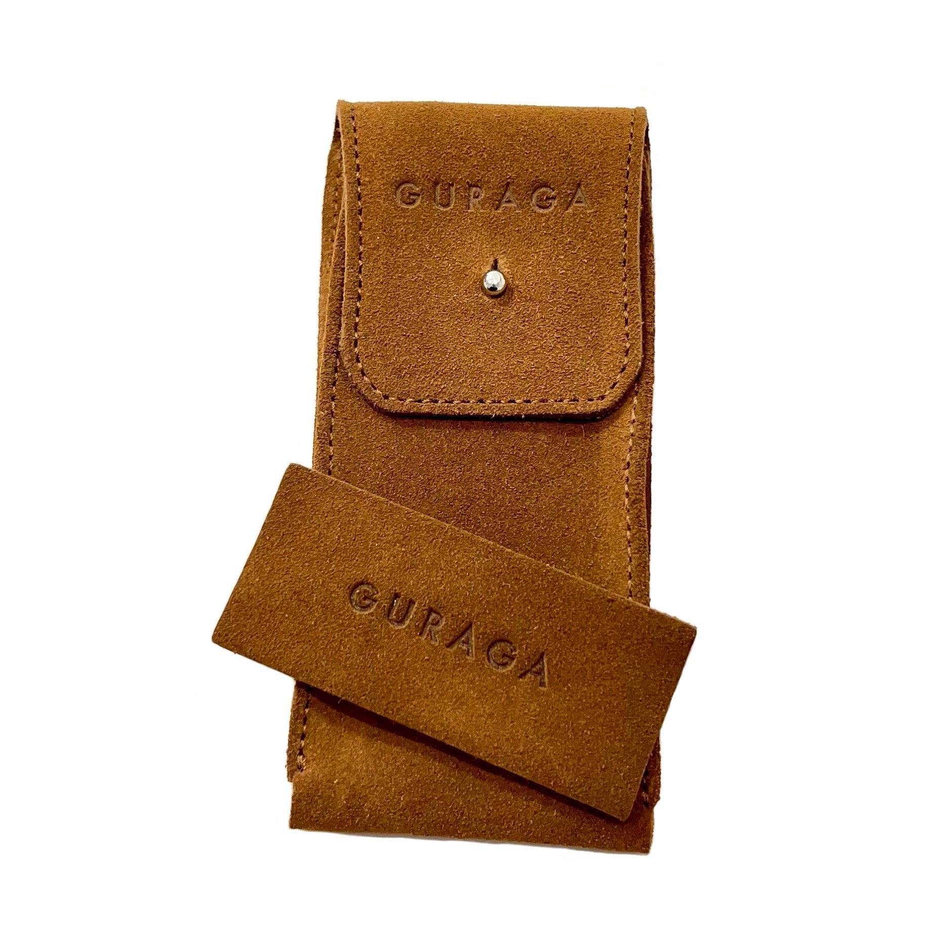 Cognac Brown Suede Leather Watch Pouch - Guraga