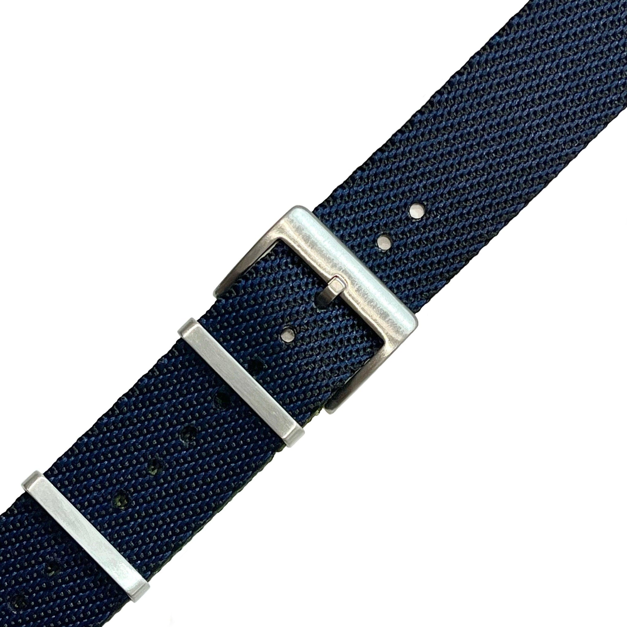 Black & Blue Double Weave Watch Strap - Guraga