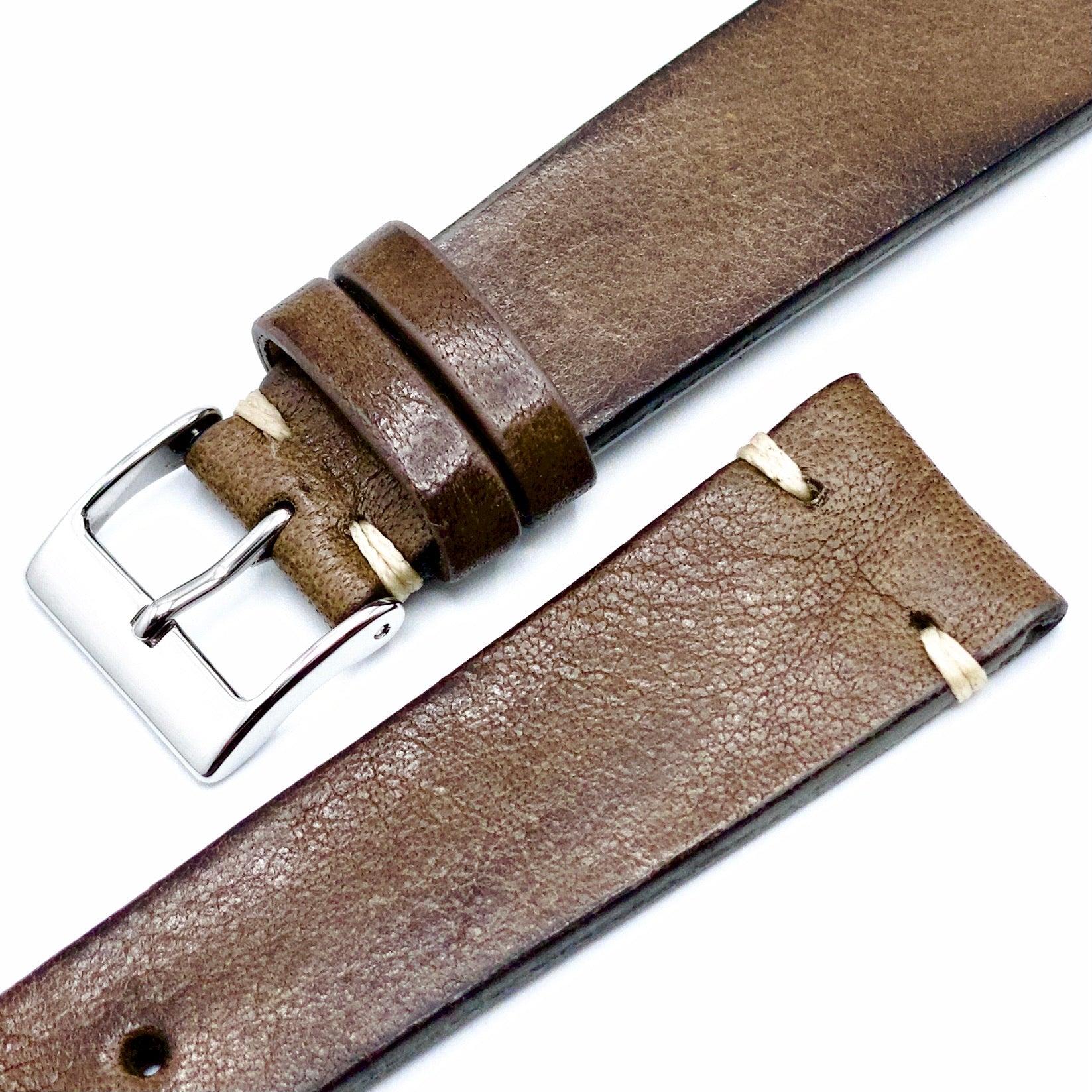 Smoked Grey Leather Vintage Watch Strap - Guraga