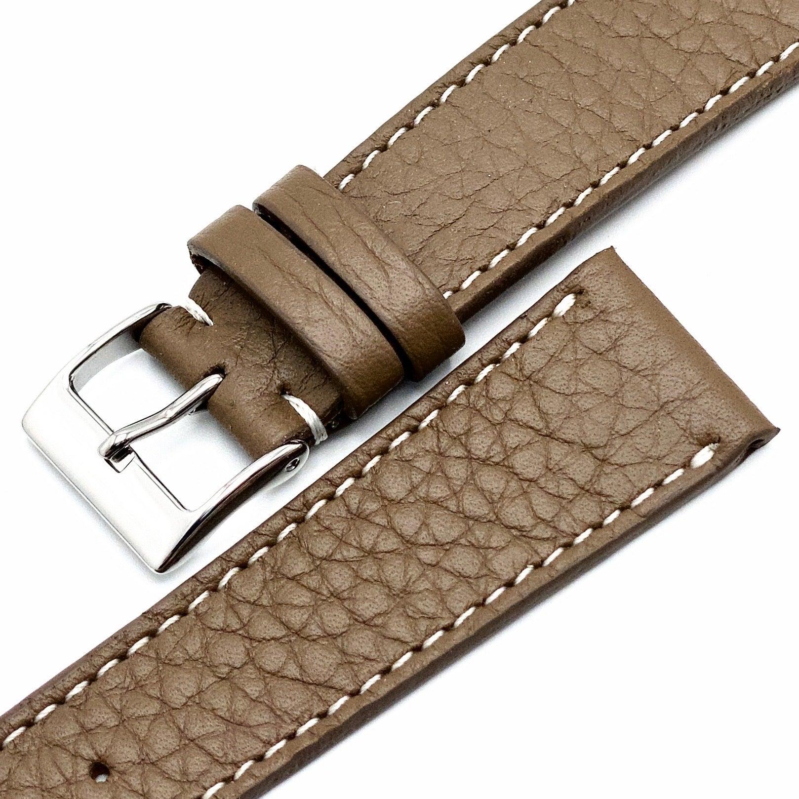 Textured Taupe Calfskin Watch Strap - Guraga
