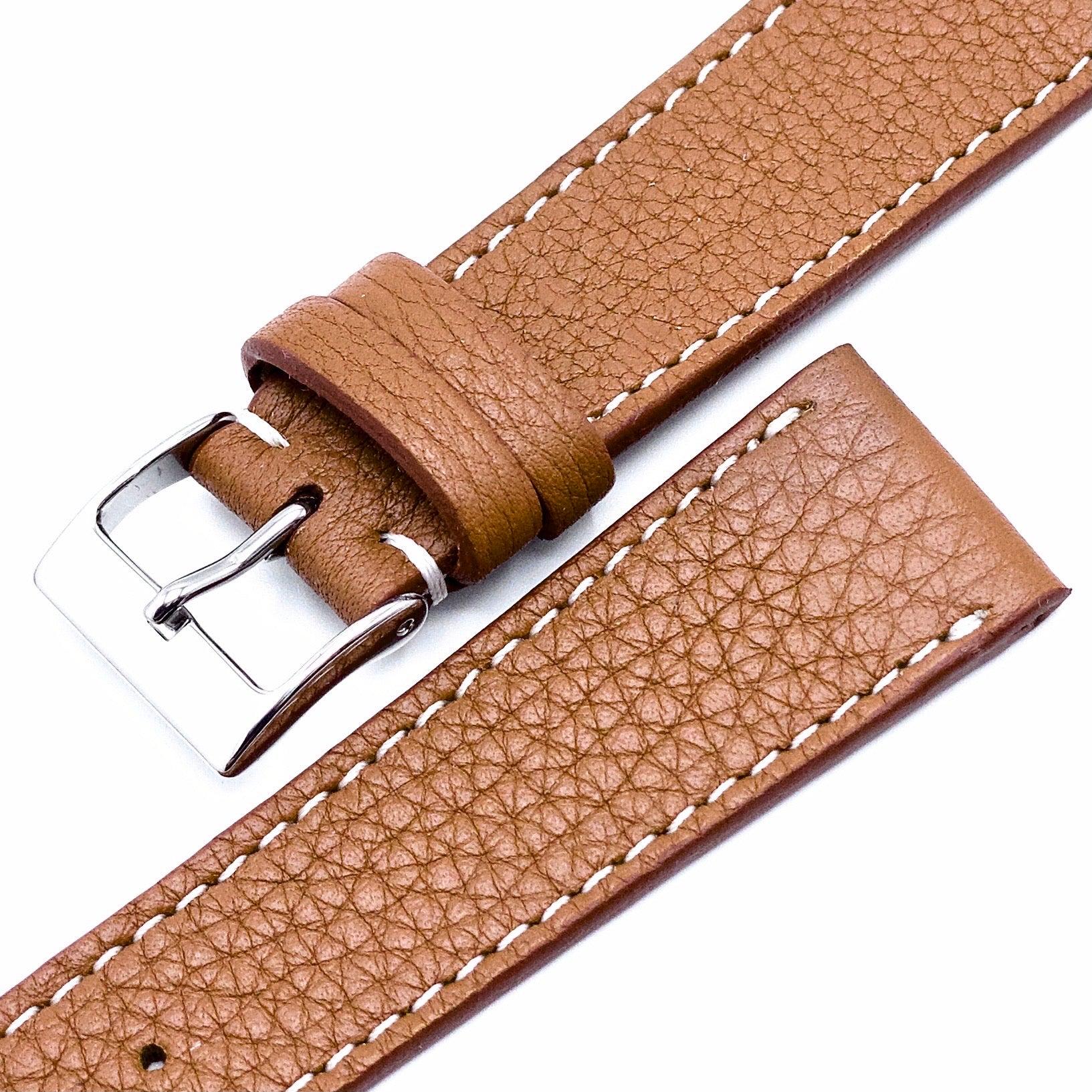 Textured Light Brown Calfskin Watch Strap - Guraga